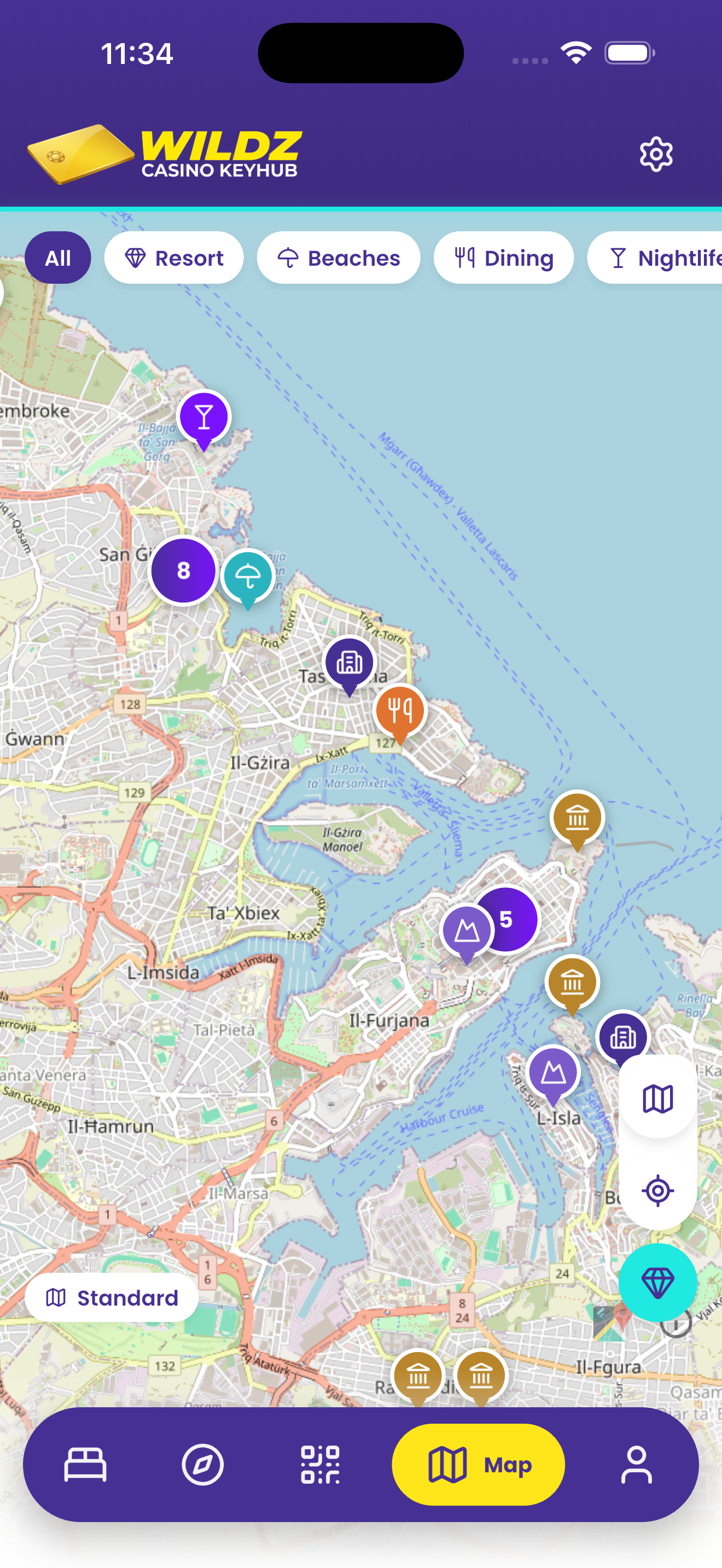 Interactive Malta map screen